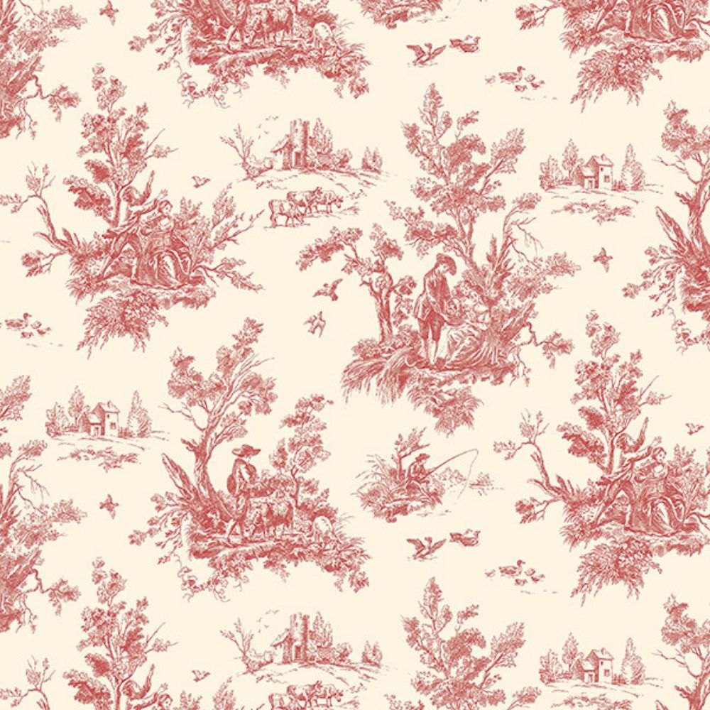 Patton Wallcoverings AB27657 Flourish (Abby Rose 4) Toile Wallpaper in Reds & Beige
